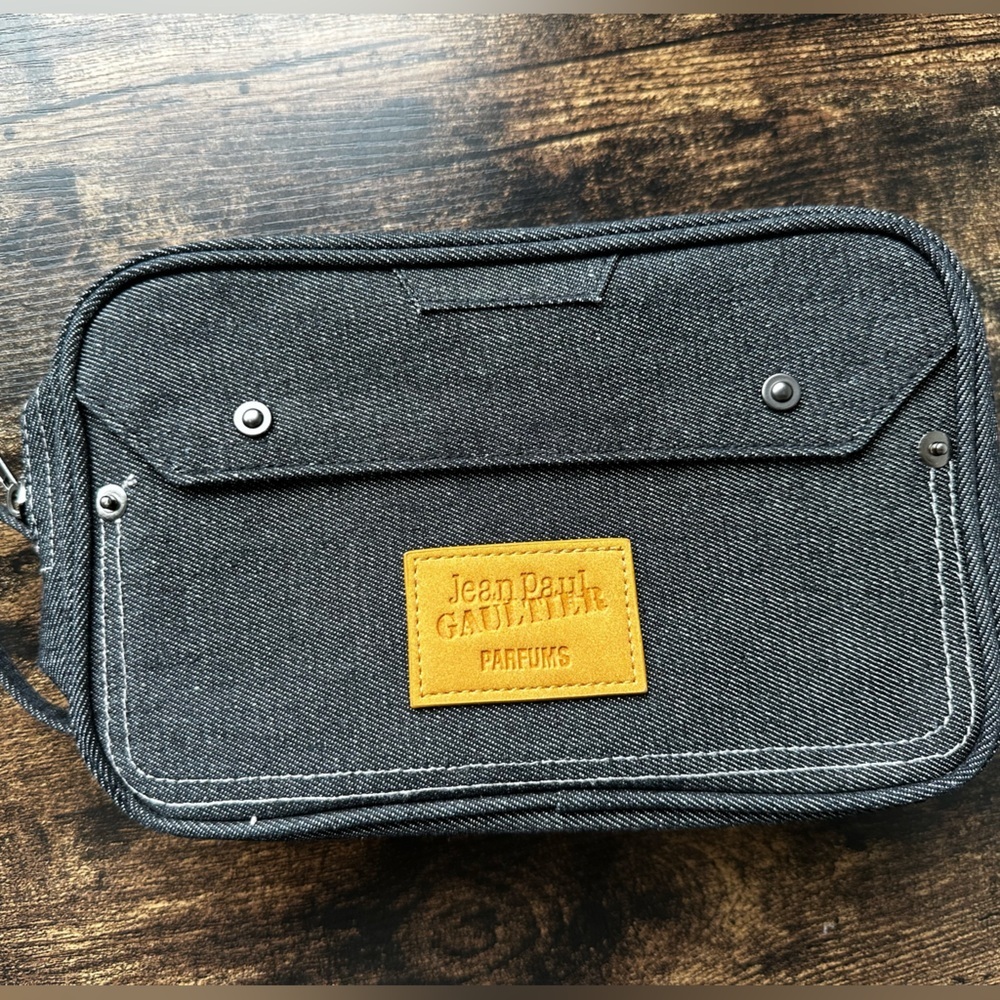 Jean Paul Gaultier Men's Fragrance Collection 10" x 6" x 3" Denim Toiletry Bag